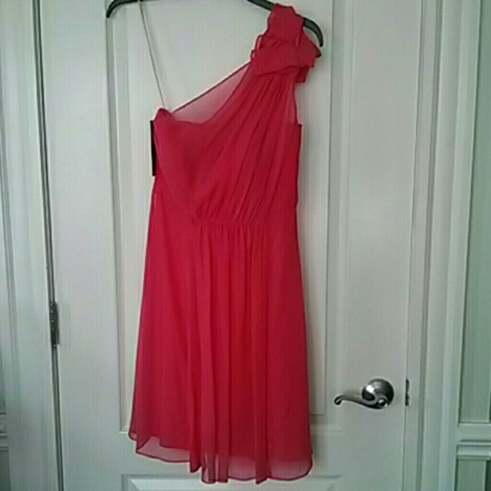 Ann Taylor NWT pink one shoulder Silk dress